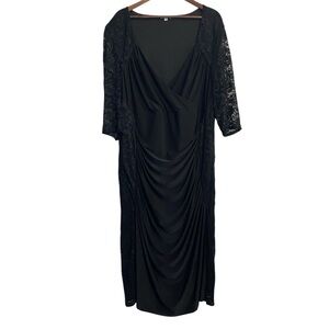 Kiyonna dress women's 4X sexy‎ draped ruched fitted  stretch lace party slimming